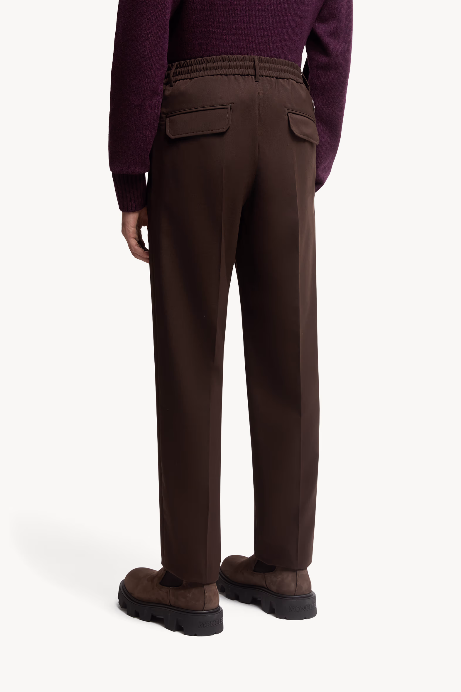 Wool Blend Gabardine Tailored Pants Men Brown Moncler 5